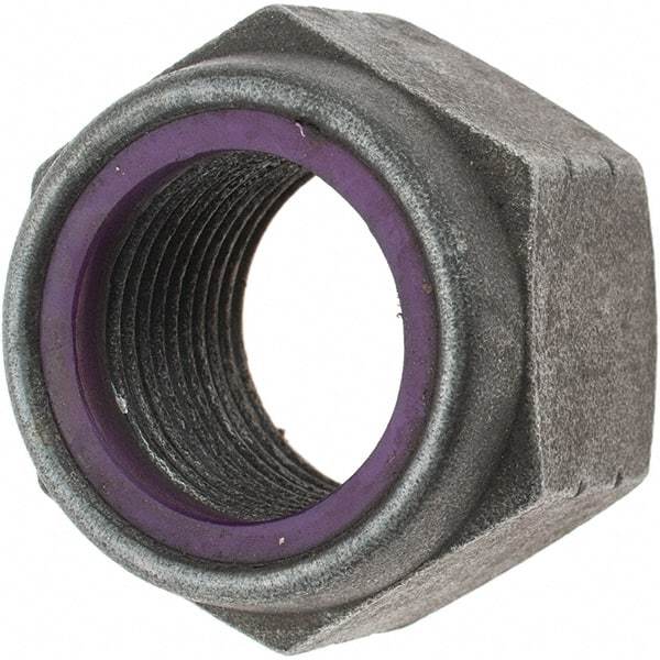 Value Collection - 1-1/8 - 12 UNF Grade 8 Hex Lock Nut with Nylon Insert - 1-5/8" Width Across Flats, 1-11/64" High, Uncoated - Industrial Tool & Supply