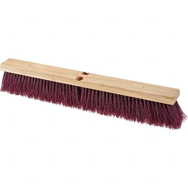 Value Collection - 24" Combo Duty Polypropylene Push Broom - 3" Bristle Length, Wood Block, Threaded Handle Connection, Handle Sold Separately - Industrial Tool & Supply