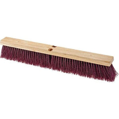 Value Collection - 24" Combo Duty Polypropylene Push Broom - 3" Bristle Length, Wood Block, Threaded Handle Connection, Handle Sold Separately - Industrial Tool & Supply