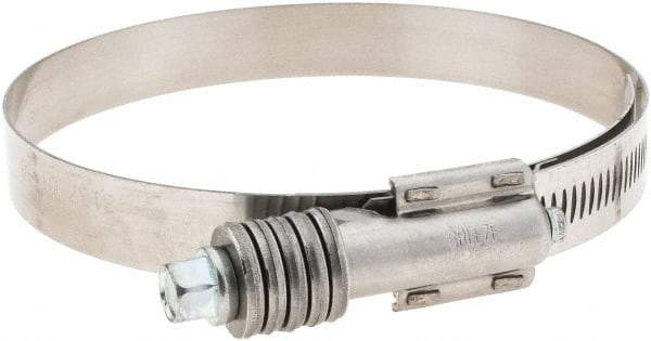 Made in USA - 3-3/4 to 4-5/8" Diam, Stainless Steel Auto-Adjustable Worm Drive Clamp - 5/6" Wide - Industrial Tool & Supply