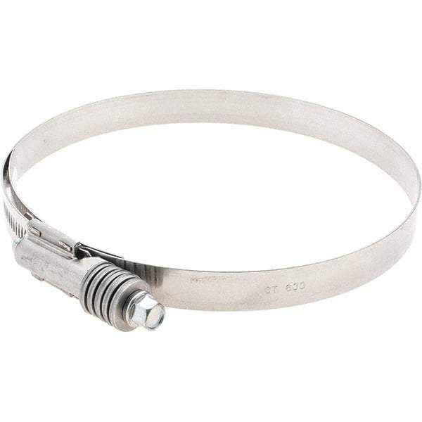 Made in USA - 5-1/4 to 6-1/8" Diam, Stainless Steel Auto-Adjustable Worm Drive Clamp - 5/6" Wide - Industrial Tool & Supply