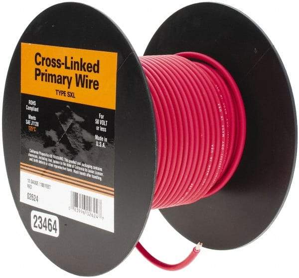 EastPenn - 12 AWG Automotive Cross-Linked Polyethylene Wire - 100' Long, Red - Industrial Tool & Supply