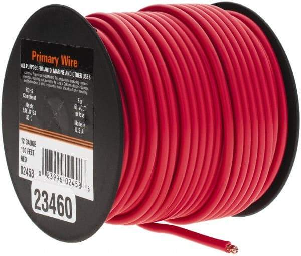 EastPenn - 12 AWG Automotive Plastic Insulated, Single Conductor Wire - 100' Long, Red - Industrial Tool & Supply