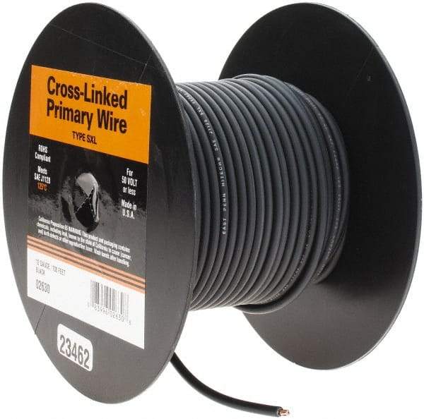 EastPenn - 12 AWG Automotive Cross-Linked Polyethylene Wire - 100' Long, Black - Industrial Tool & Supply