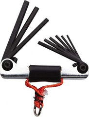 Proto - 9 Piece Fold-Up Tethered Hex Key Set - Hex Range 5/64 to 1/4", Steel - Industrial Tool & Supply