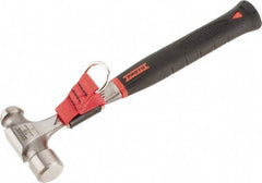 Proto - Steel Tethered Ball Pein Hammer - Steel Handle with Grip, 1-5/16" Face Diam, 12-7/8" OAL - Industrial Tool & Supply