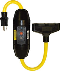 Tower - 3 Outlet, 125 Volt, 20 Amp Rating, 4 to 6 mA Max Surge, Inline, Manual, Commercial, Industrial GFCI - 2 Ft. Long Cord, 5-15P and (3)R NEMA Configuration, Polycarbonate Housing - Industrial Tool & Supply