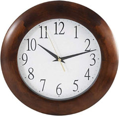 Hon - 9" Diam, White Face, Dial Wall Clock - Analog Display, Cherry Case, Runs on AA Battery - Industrial Tool & Supply