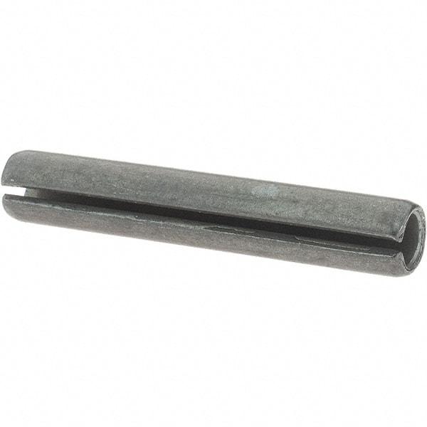 Made in USA - 1/4" Diam x 1-1/2" Long Slotted Spring Pin - Grade 1070-1090 Alloy Steel, Black Oxide Finish - Industrial Tool & Supply