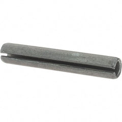 Made in USA - 1/4" Diam x 1-1/2" Long Slotted Spring Pin - Grade 1070-1090 Alloy Steel, Black Oxide Finish - Industrial Tool & Supply