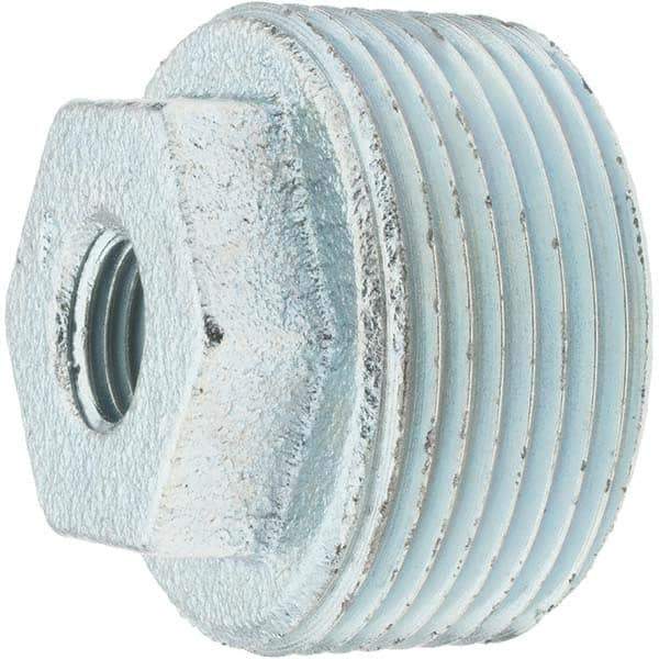 Made in USA - Size 1-1/4 x 1/4", Class 150, Malleable Iron Galvanized Pipe Hex Bushing - 150 psi, Threaded End Connection - Industrial Tool & Supply