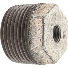 Made in USA - Class 150, 1 x 1/8" Galvanized Pipe Hex Bushing - Threaded, Malleable Iron - Industrial Tool & Supply