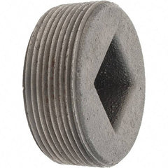Made in USA - Class 150, 2" Black Pipe Countersunk Square Plug - Threaded, Malleable Iron - Industrial Tool & Supply