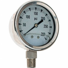 Value Collection - 2-1/2" Dial, 1/4 Thread, 0-300 Scale Range, Pressure Gauge - Industrial Tool & Supply