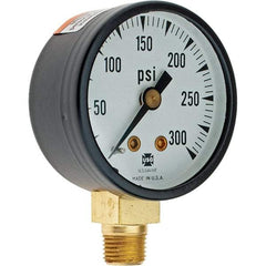 Value Collection - 1-1/2" Dial, 1/8 Thread, 0-300 Scale Range, Pressure Gauge - Lower Connection Mount - Industrial Tool & Supply