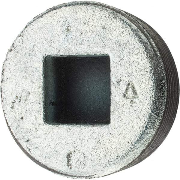 Made in USA - Size 2", Class 150, Malleable Iron Galvanized Pipe Countersunk Square Plug - 150 psi, Threaded End Connection - Industrial Tool & Supply