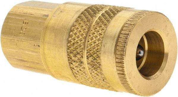 Parker - 1/4-18 Female NPTF Industrial Pneumatic Hose Coupler - Brass, 1/4" Body Diam - Industrial Tool & Supply