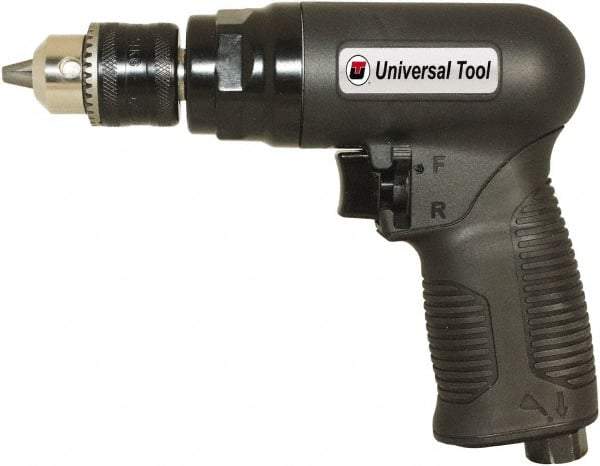 Florida Pneumatic - 3/8" Reversible Keyed Chuck - Pistol Grip Handle, 1,800 RPM, 4 CFM, 0.75 hp, 90 psi - Industrial Tool & Supply