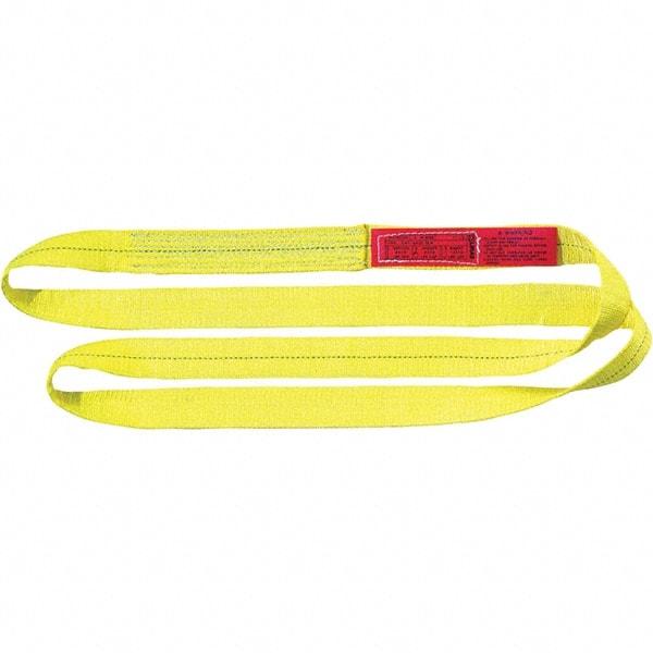 Lift-All - 16' Long x 2" Wide, 9,600 Lb Vertical Capacity, 2 Ply, Polyester Web Sling - 7,700 Lb Choker Capacity, Yellow - Industrial Tool & Supply