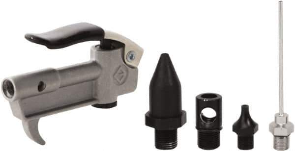 Value Collection - 5 Piece Aluminum Body Air Gun Kit - 1/4 NPT Inlet, 150 Max psi, Aluminum Hose - Industrial Tool & Supply