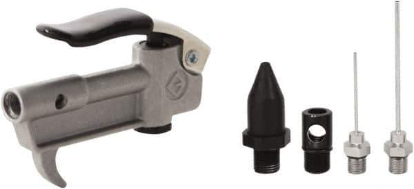 Value Collection - 5 Piece Aluminum Body Air Gun Kit - 1/4 NPT Inlet, 150 Max psi, Aluminum Hose - Industrial Tool & Supply