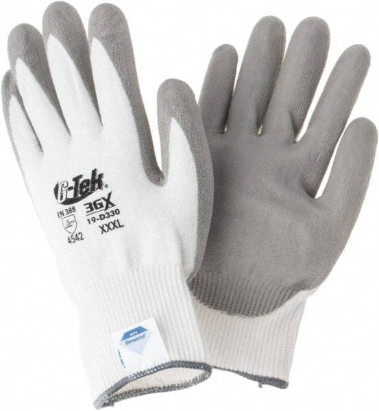 PIP - Size 3XL, ANSI Cut Lvl A4, Cut Resistant Gloves - Palm & Fingers Coated, White/Gray - Industrial Tool & Supply
