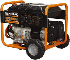 Generac Power - 10 hr Half Load Time, 5.5 kW, Pull Start, Gasoline Portable Power Generator - 7.2 Gal Tank, 28-3/4" Long x 26-3/4" Wide x 25" Deep, 389 cc Engine - Industrial Tool & Supply