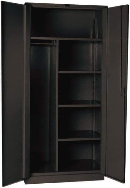 Hallowell - 4 Shelf Combination Storage Cabinet - Steel, 36" Wide x 24" Deep x 78" High, Gray - Industrial Tool & Supply