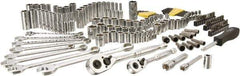 Stanley - 145 Piece 1/4" & 3/8" Drive Chrome Vanadium Finish Deep Well Socket Set - 6 Points, 5/32" to 11/16" (4mm to 17mm) Range, Inch/Metric Measurement Standard - Industrial Tool & Supply
