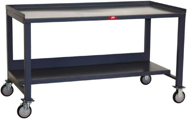 Jamco - 3 Side Retention Mobile Work Bench - Steel, Gray, 60" Long x 30" Deep x 35" High - Industrial Tool & Supply