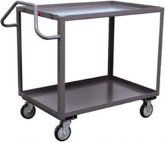 Jamco - 1,200 Lb Capacity, 24" Wide x 30" Long x 35" High Ergonomic Utility Cart - 2 Shelf, Steel, 2 Rigid/2 Swivel Casters - Industrial Tool & Supply