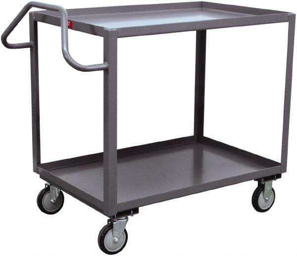 Jamco - 1,200 Lb Capacity, 18" Wide x 36" Long x 35" High Ergonomic Utility Cart - 2 Shelf, Steel, 2 Rigid/2 Swivel Casters - Industrial Tool & Supply