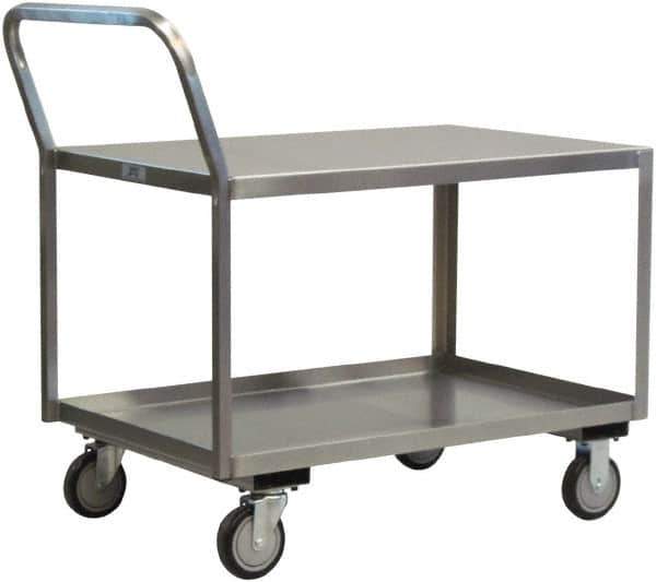 Jamco - 1,200 Lb Capacity, 24" Wide x 48" Long x 31" High Service Cart - 2 Shelf, Stainless Steel - Industrial Tool & Supply