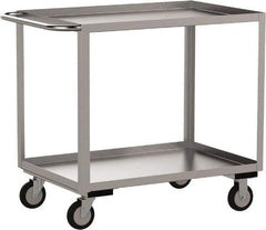 Jamco - 1,200 Lb Capacity, 30" Wide x 48" Long x 35" High Service Cart - 2 Shelf, Stainless Steel, 2 Rigid/2 Swivel Casters - Industrial Tool & Supply