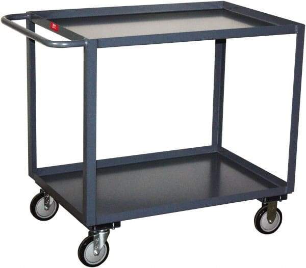 Jamco - 1,200 Lb Capacity, 18" Wide x 24" Long x 35" High Service Cart - 2 Shelf, Steel, 2 Rigid/2 Swivel Casters - Industrial Tool & Supply