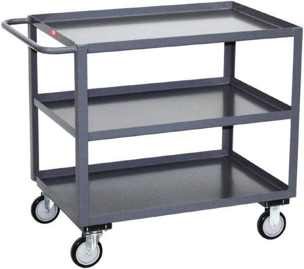 Jamco - 1,200 Lb Capacity, 30" Wide x 48" Long x 35" High Service Cart - 3 Shelf, Steel, 2 Rigid/2 Swivel Casters - Industrial Tool & Supply