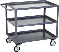 Jamco - 1,200 Lb Capacity, 30" Wide x 48" Long x 35" High Service Cart - 3 Shelf, Steel, 2 Rigid/2 Swivel Casters - Industrial Tool & Supply