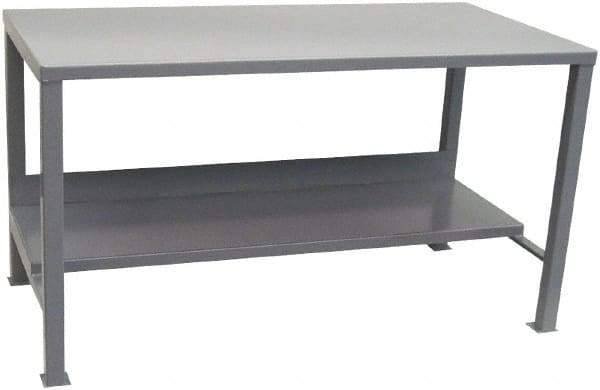 Jamco - 72 Wide x 36" Deep x 34" High, Steel Workbench - Flat Top, Fixed Legs, Gray - Industrial Tool & Supply