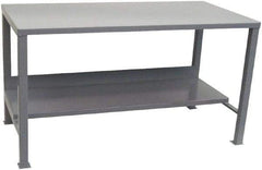 Jamco - 72 Wide x 36" Deep x 34" High, Steel Workbench - Flat Top, Fixed Legs, Gray - Industrial Tool & Supply