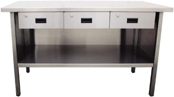 Jamco - 72 Wide x 30" Deep x 35" High, Stainless Steel Workbench - Flat Top, Fixed Legs, Stainless - Industrial Tool & Supply
