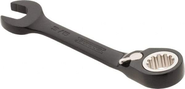 Proto - 3/8" 12 Point Offset Combination Wrench - 15° Offset Angle, 3-3/4" OAL, Steel, Black Chrome Finish - Industrial Tool & Supply