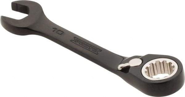 Proto - 10mm 12 Point Offset Combination Wrench - 15° Offset Angle, 3-3/4" OAL, Steel, Black Chrome Finish - Industrial Tool & Supply