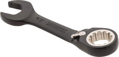 Proto - 17mm 12 Point Offset Combination Wrench - 15° Offset Angle, 5" OAL, Steel, Black Chrome Finish - Industrial Tool & Supply