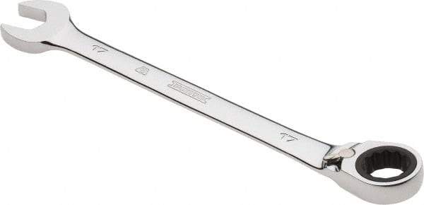 Proto - 17mm 12 Point Combination Wrench - 0° Offset Angle, 8-7/8" OAL, Steel, Chrome Finish - Industrial Tool & Supply