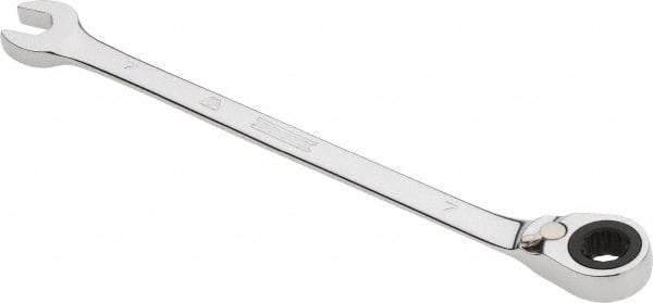 Proto - 7mm 12 Point Combination Wrench - 0° Offset Angle, 5-1/2" OAL, Steel, Chrome Finish - Industrial Tool & Supply