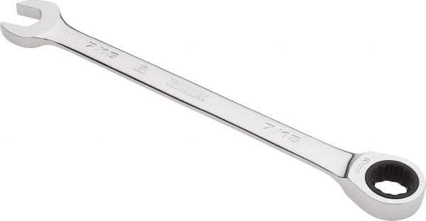 Proto - 7/16" 12 Point Combination Wrench - 0° Offset Angle, 6-1/2" OAL, Steel, Chrome Finish - Industrial Tool & Supply