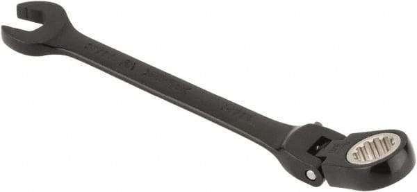 Proto - 3/8" 12 Point Flexhead Combination Wrench - 15° Offset Angle, 5" OAL, Steel, Black Chrome Finish - Industrial Tool & Supply