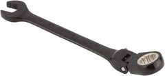 Proto - 3/8" 12 Point Flexhead Combination Wrench - 15° Offset Angle, 5" OAL, Steel, Black Chrome Finish - Industrial Tool & Supply