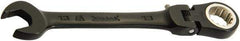 Proto - 9mm 12 Point Flexhead Combination Wrench - 15° Offset Angle, 5" OAL, Steel, Black Chrome Finish - Industrial Tool & Supply