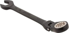 Proto - 17mm 12 Point Flexhead Combination Wrench - 15° Offset Angle, 7" OAL, Steel, Black Chrome Finish - Industrial Tool & Supply
